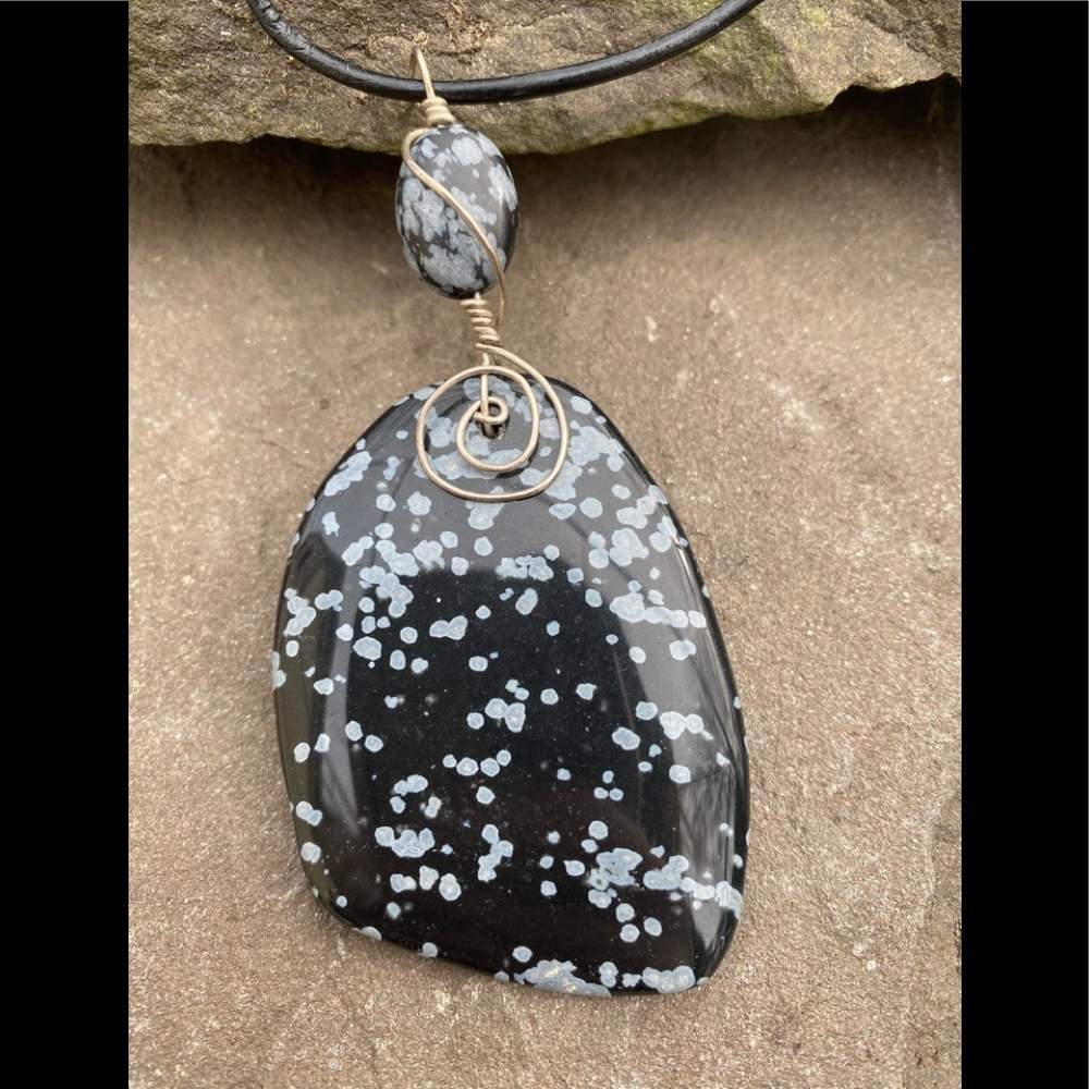 Snowflake obsidian pendant